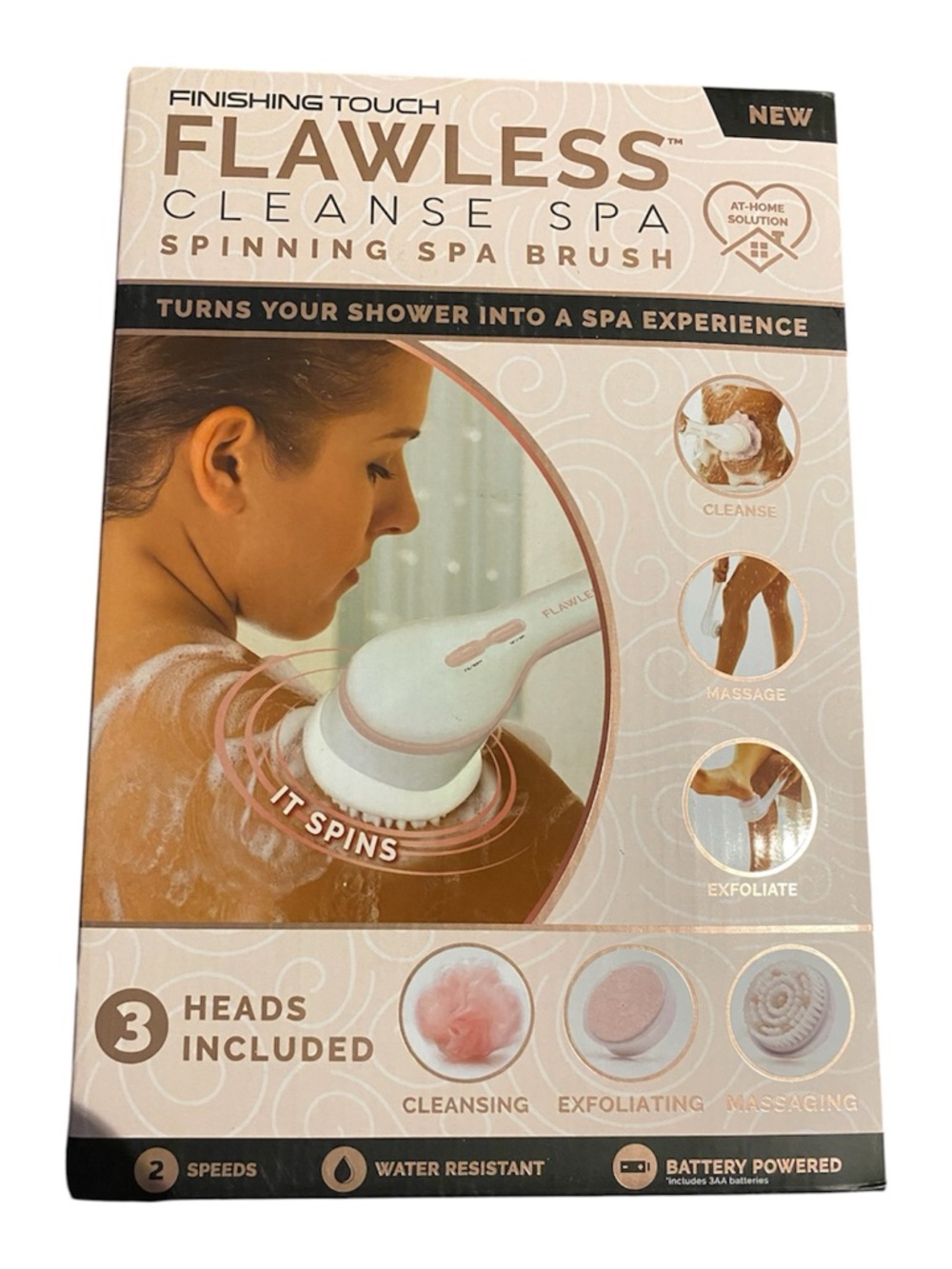 Finishing Touch Flawless Cleanse Spa Spinning Brush - White/Pink